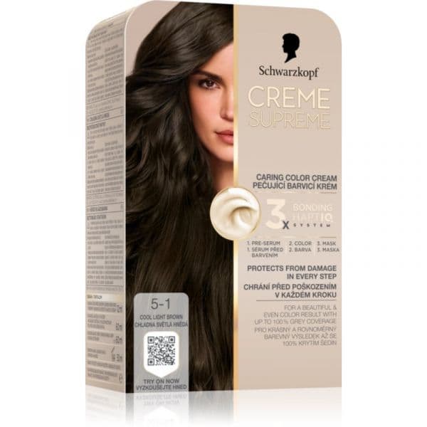 Schwarzkopf Creme Supreme Cor para Cabelo Permanente Tom 5-1 Cool Light Brown 60ml