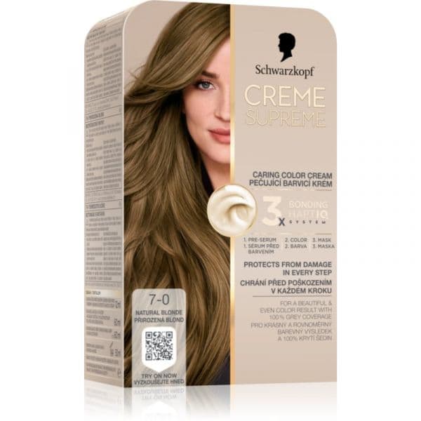 Schwarzkopf Creme Supreme Cor para Cabelo Permanente Tom 7-0 Natural Blonde 60ml