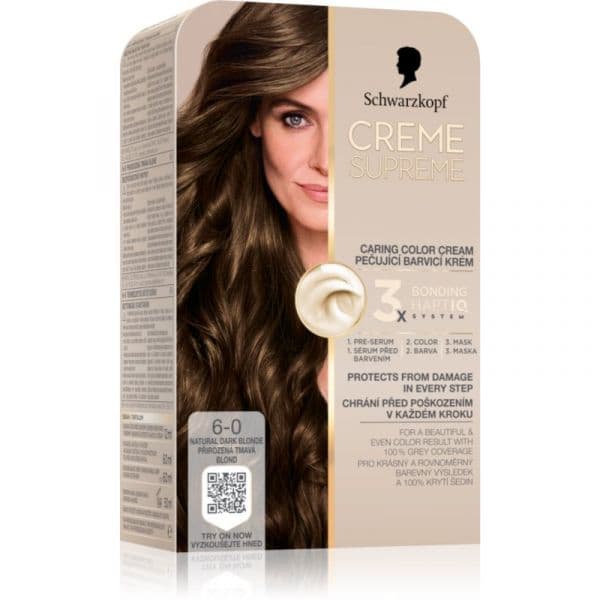 Schwarzkopf Creme Supreme Cor para Cabelo Permanente Tom 6-0 Natural Dark Blonde 60ml