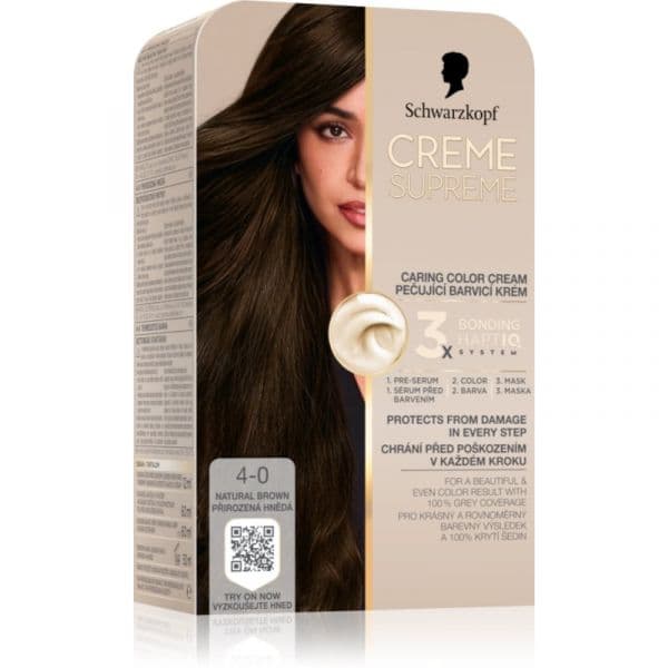 Schwarzkopf Creme Supreme Cor para Cabelo Permanente Tom 4-0 Natural Brown 60ml