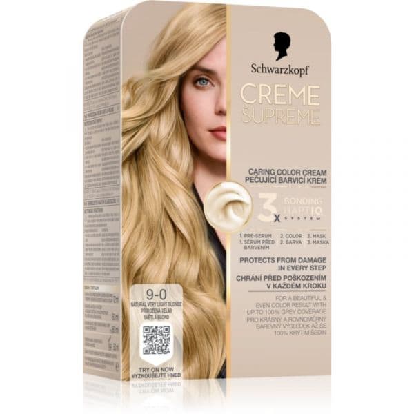 Schwarzkopf Creme Supreme Cor para Cabelo Permanente Tom 9-0 Natural Very Light Blonde 60ml