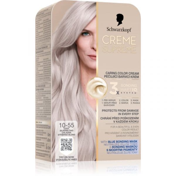 Schwarzkopf Creme Supreme Cor para Cabelo Permanente Tom 10-55 Cool Silverblond 60ml