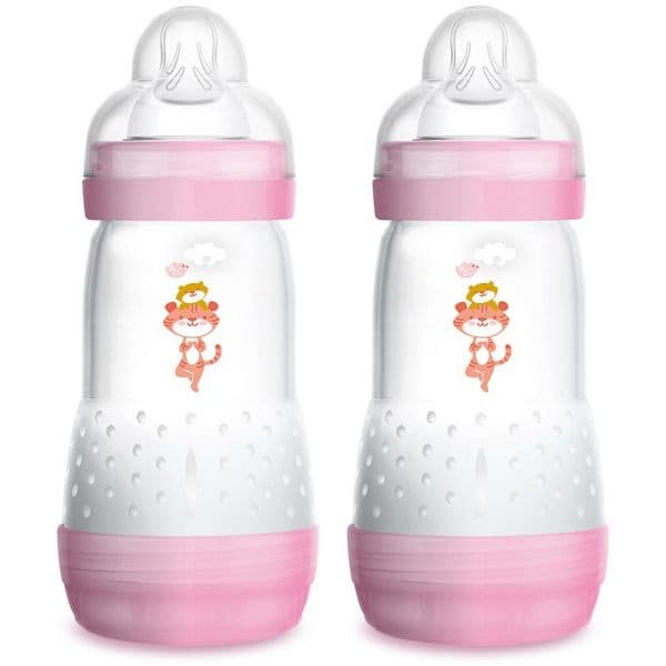 MAM Conjunto 2 Biberões Anticólicas 2M+ 260ml Rosa