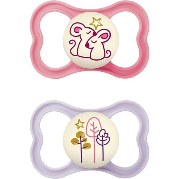 Mam 2 Chupetas Air Night Silicone +6M Rosa