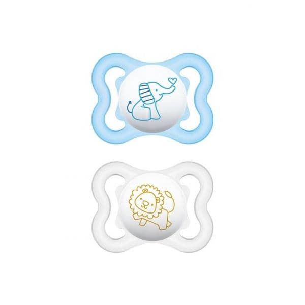 MAM 2 Chupetas Air Silicone 0+ Elefante/Leão Azul - S228
