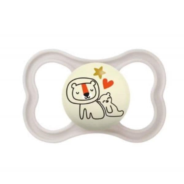 Mam Chupeta Supreme Night Silicone Planetas Branco +6M