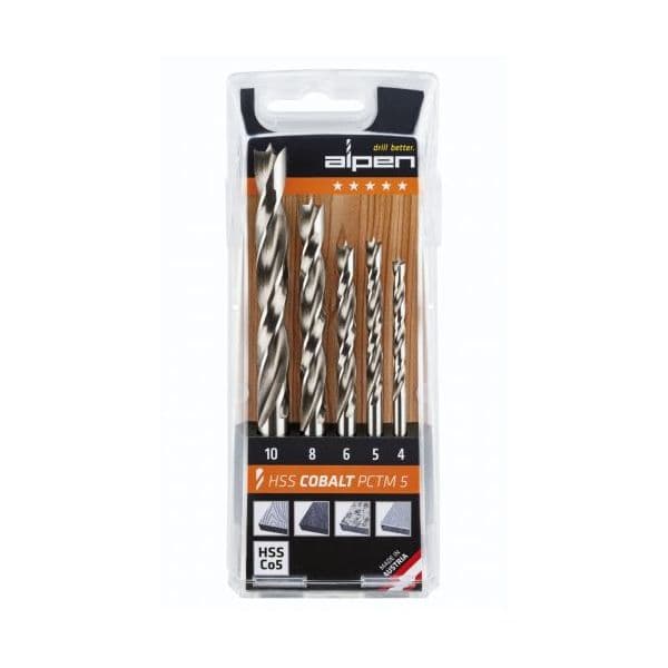 Alpen-Maykestag Conjunto de Brocas HSS-ECo5 PCTM Profi Holz para Madeira 5 Peças 4-10 mm