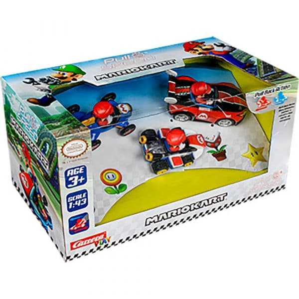 Carrera  3 Carros Pull Back Mario Kart Nintendo 1:43