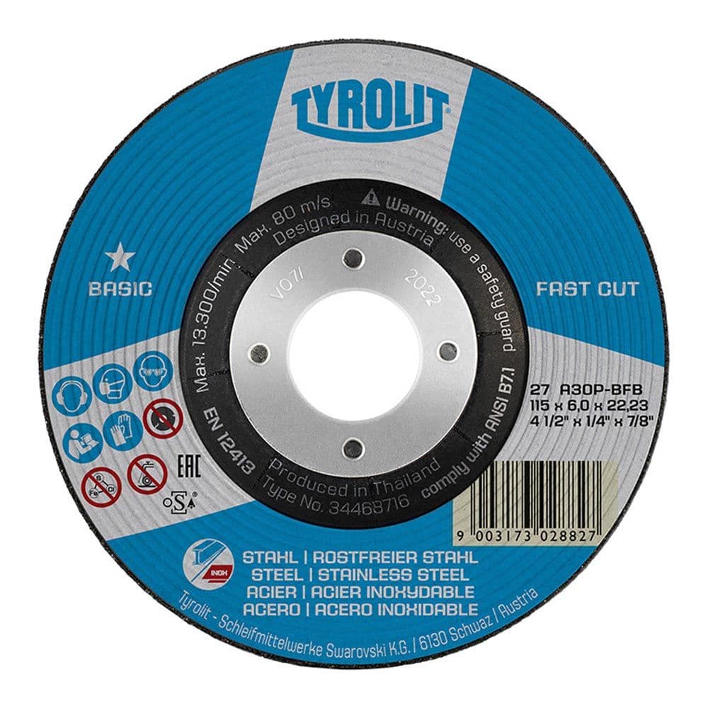 Tyrolit Disco de Moagem de Aço / Inoxidável Fastcut 115X6 - 228028716