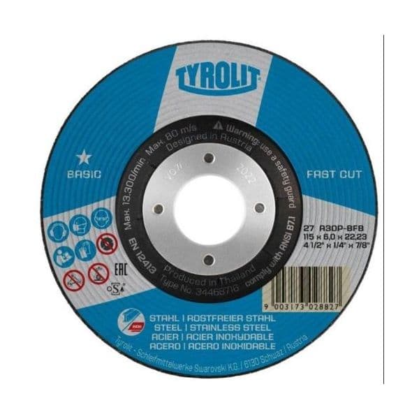 Tyrolit Disco de Moagem de Aço / Inoxidável Fastcut 115X6 - 228028716