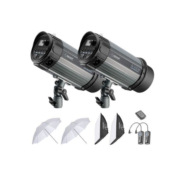 Neewer Kit iluminação 2 N-300W flashes strobe 600W com disparador RT-16