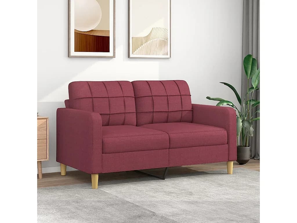 Sofá de 2 lugares tecido 140 cm vermelho tinto PT162933