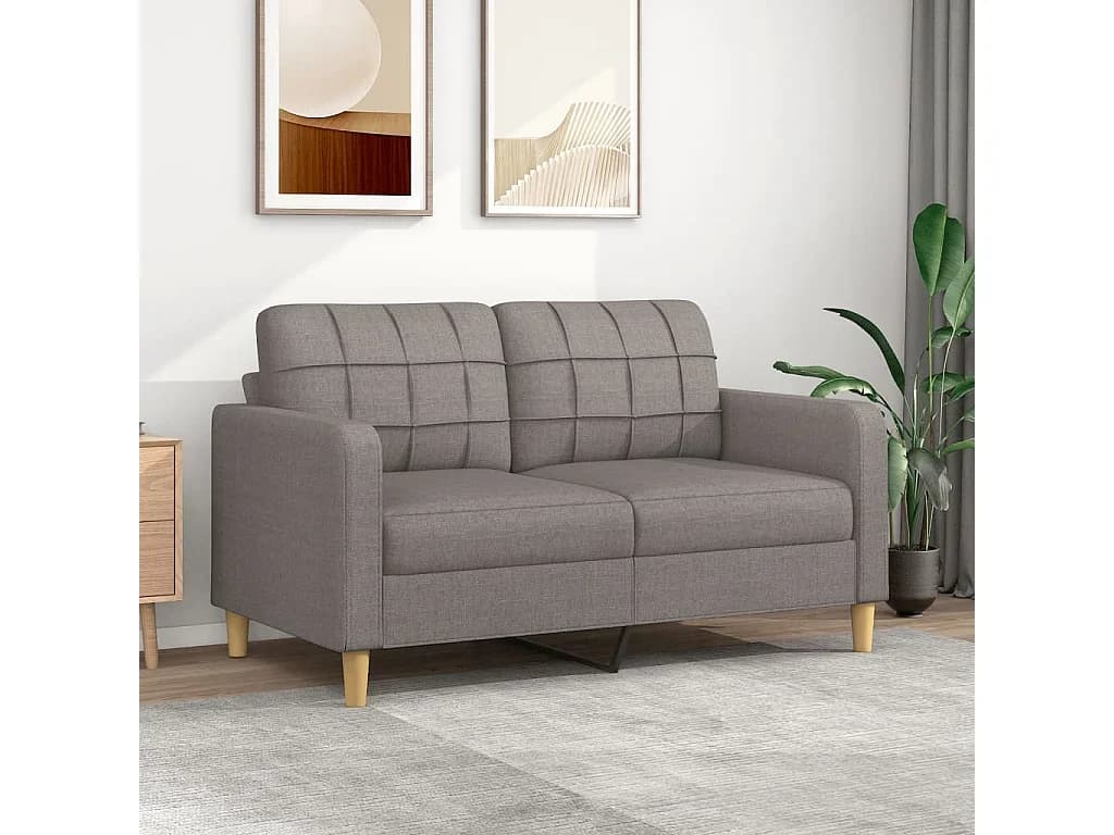 Sofá de 2 lugares tecido 140 cm cinzento-acastanhado PT854882