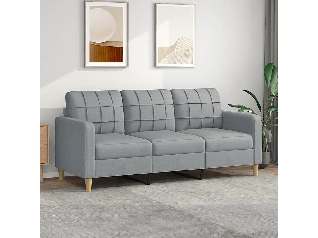 Sofá de 3 lugares 180 cm tecido cinza-claro PT856826
