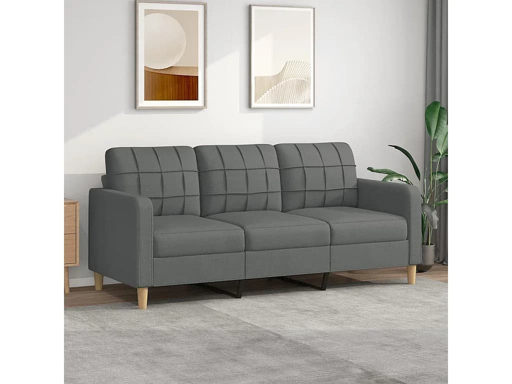 Sofá de 3 lugares 180 cm tecido cinza-escuro PT486148