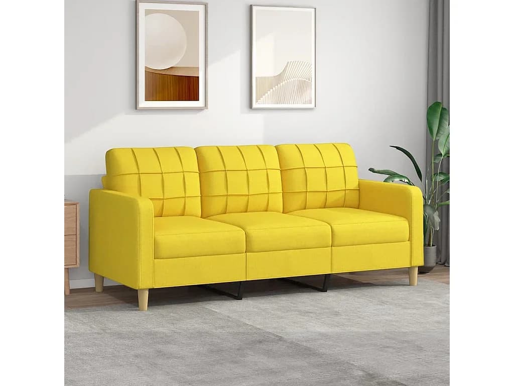 Sofá de 3 lugares 180 cm tecido amarelo-claro PT890248