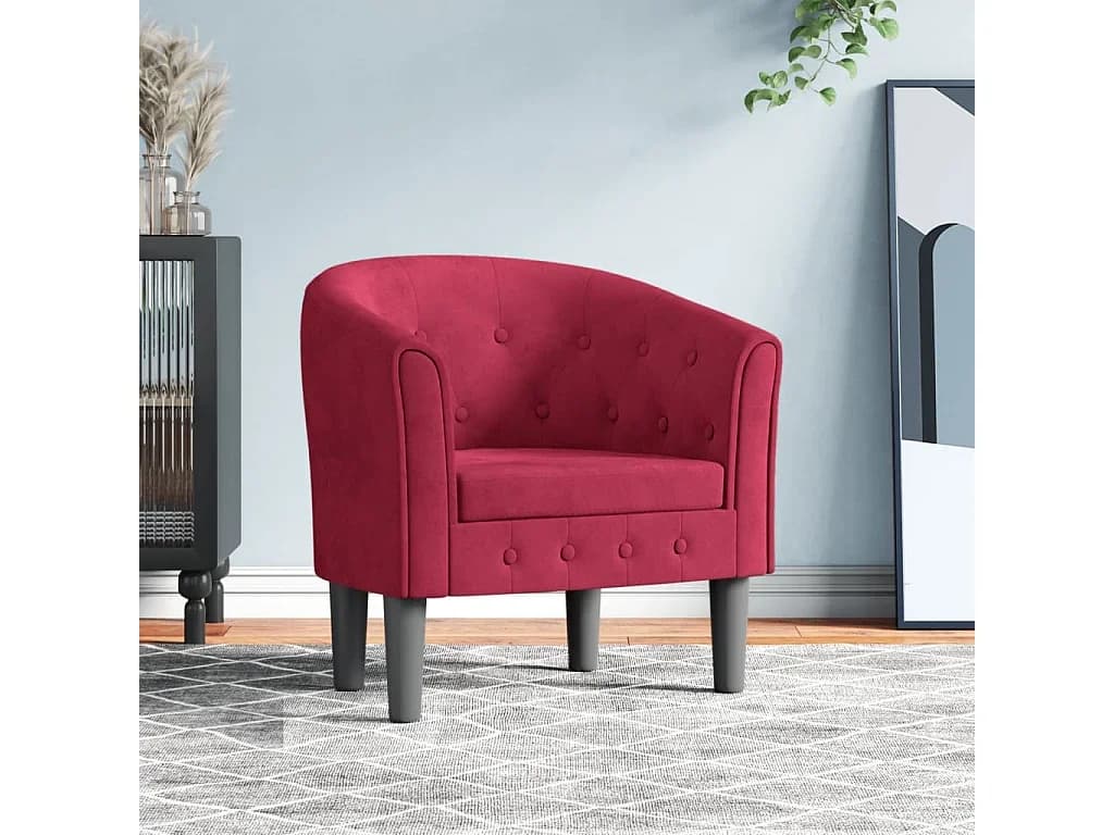 Poltrona veludo vermelho tinto PT573678