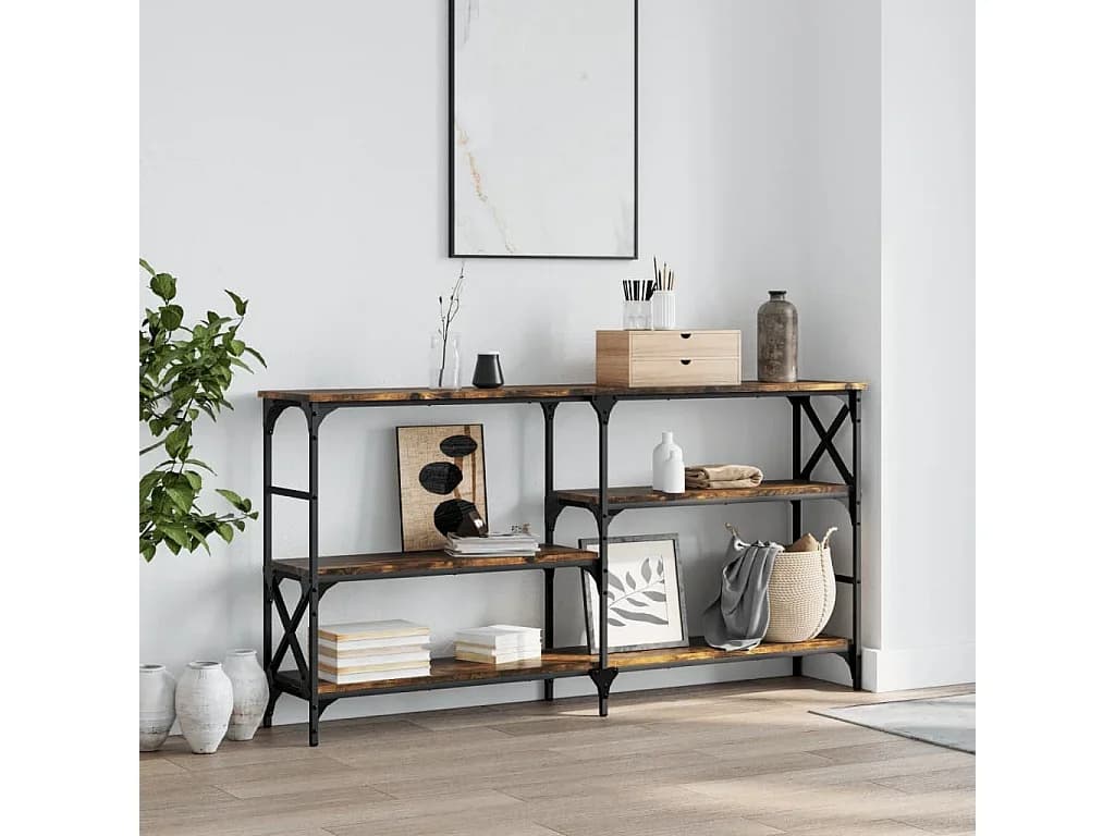 Mesa consola 150x29x76,5 cm derivados madeira carvalho fumado PT788107