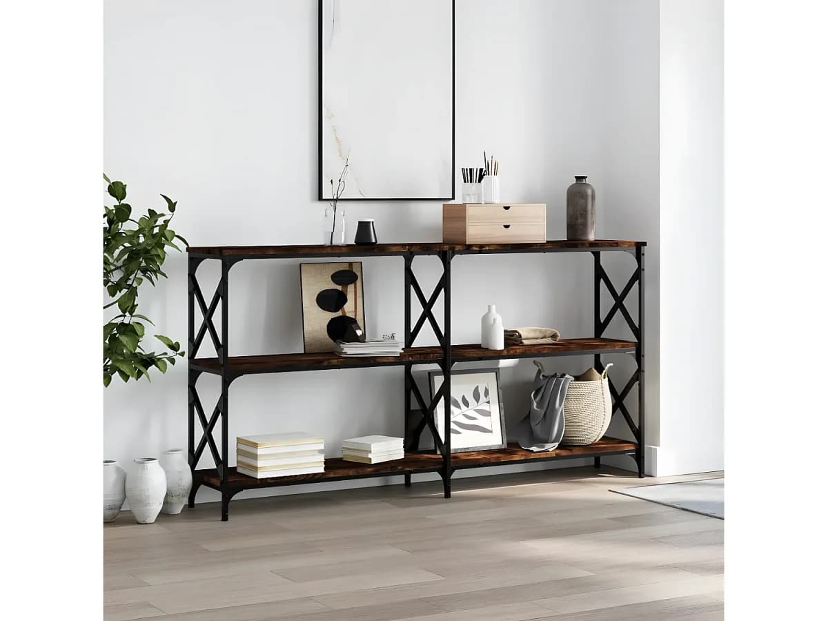 Mesa consola 156x28x80,5cm derivados de madeira carvalho fumado PT943493