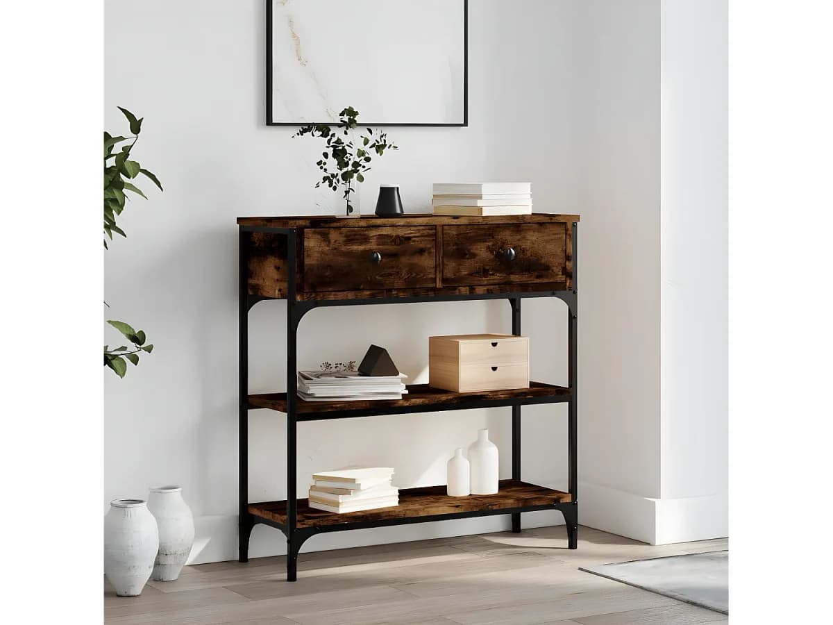 Mesa consola 72,5x25x75 cm derivados de madeira carvalho fumado PT362652