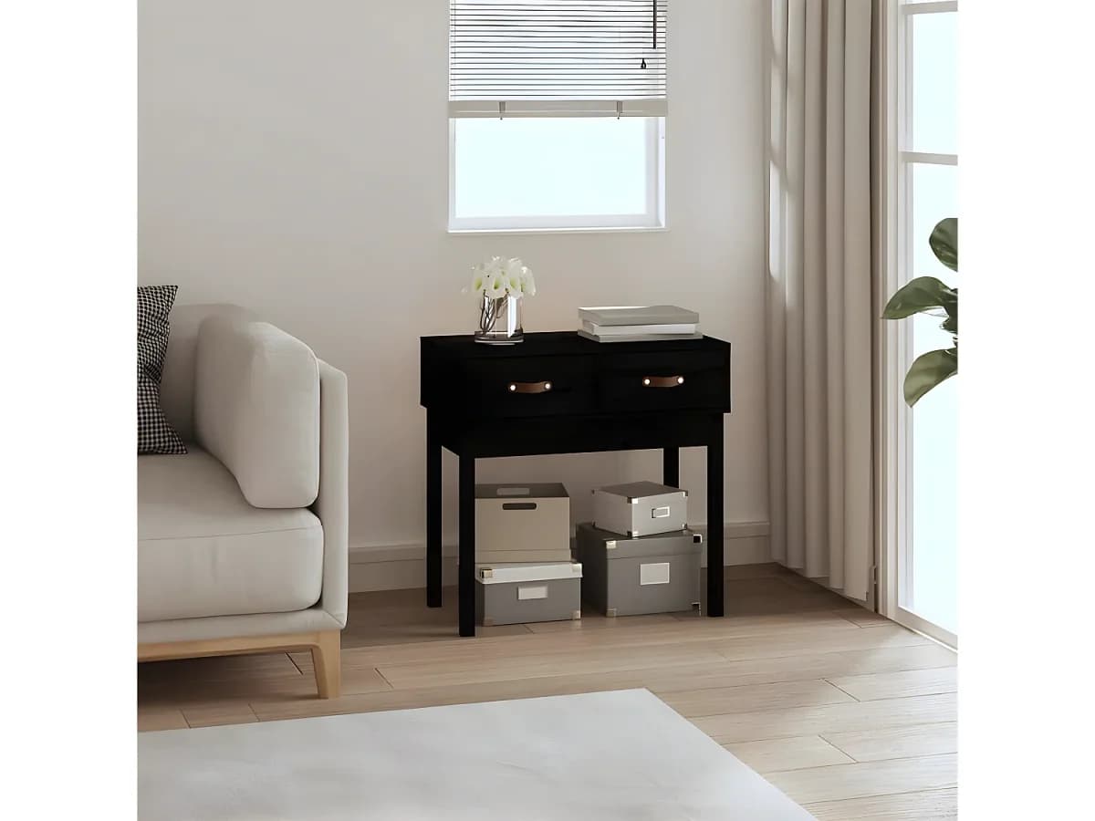 Mesa consola 76,5x40x75 cm madeira de pinho maciça preto PT554853
