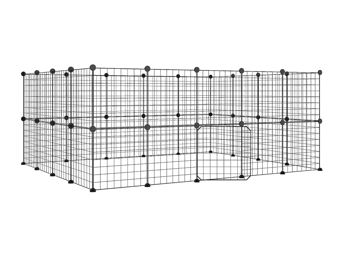 Gaiola p/ animais de 36 painéis c/ porta 35x35 cm aço preto PT837080