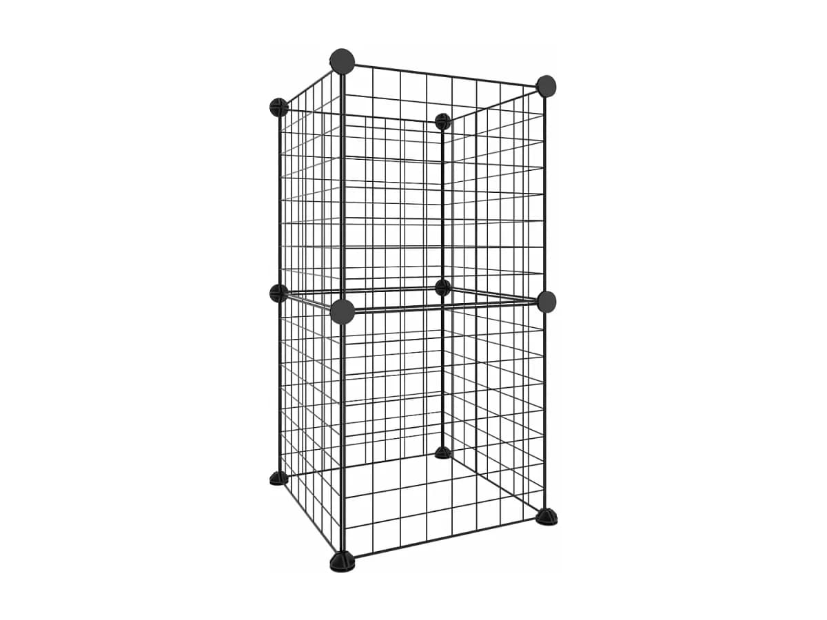 Gaiola p/ animais de estimação com 8 painéis 35x35 cm aço preto PT996215