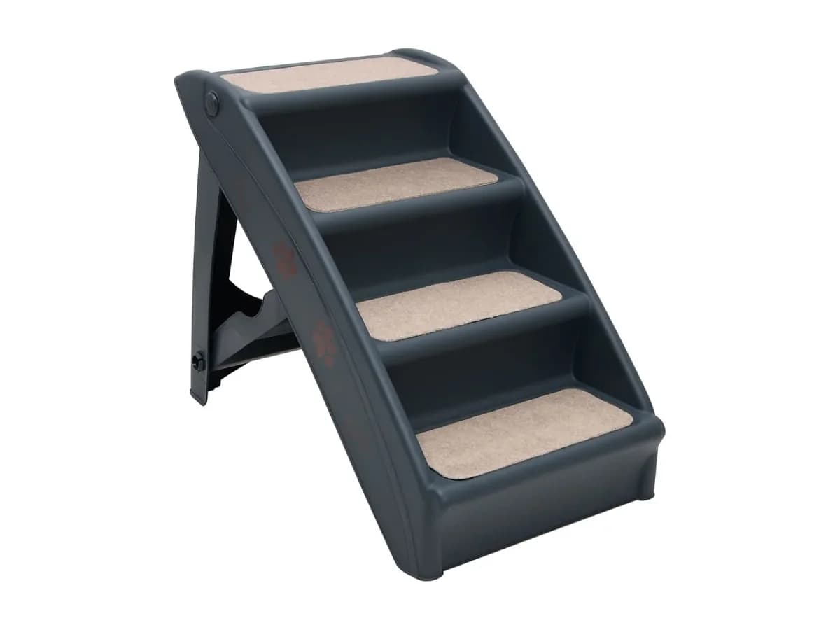 Escada para cães dobrável com 4 degraus cinzento-escuro PT657232