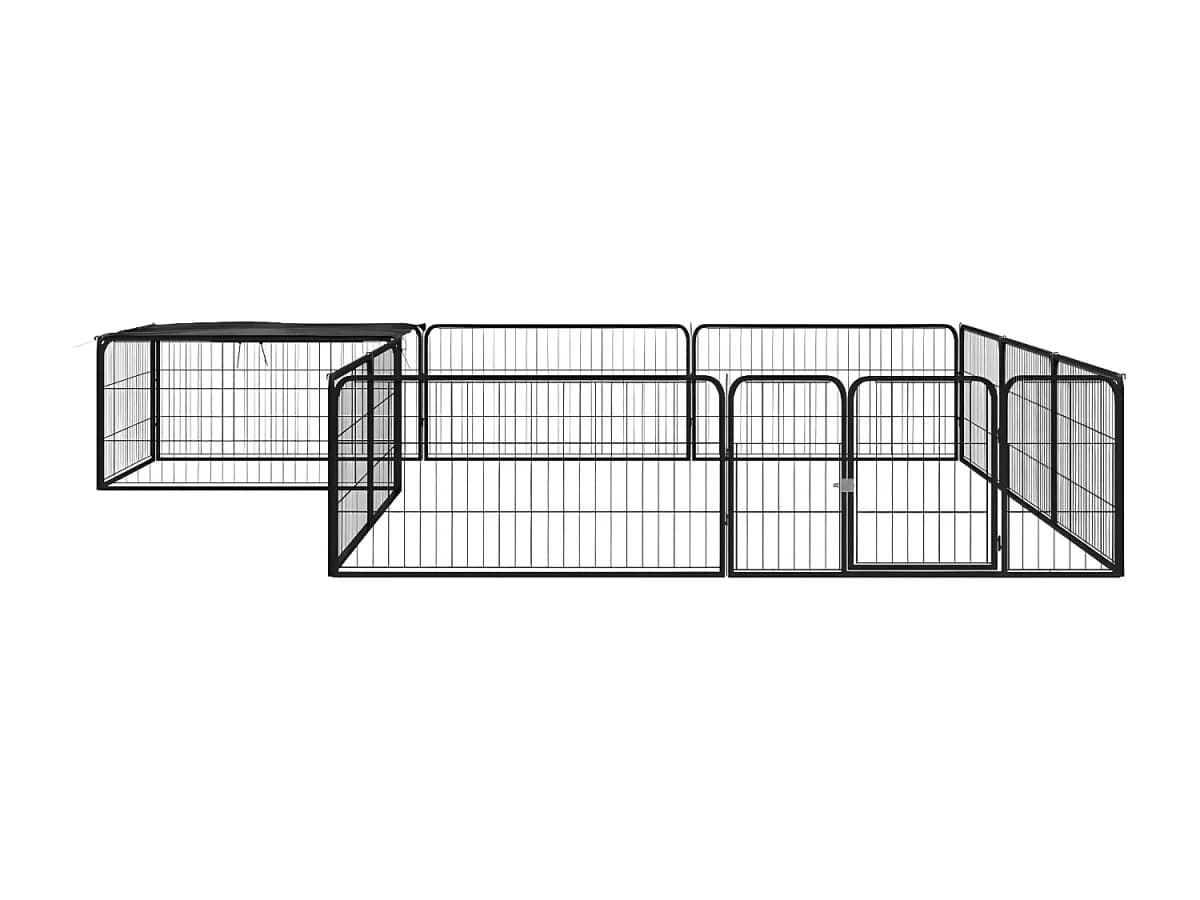 Parque p/ cães c/ 12 painéis 100x50 cm aço revestido a pó preto PT767685