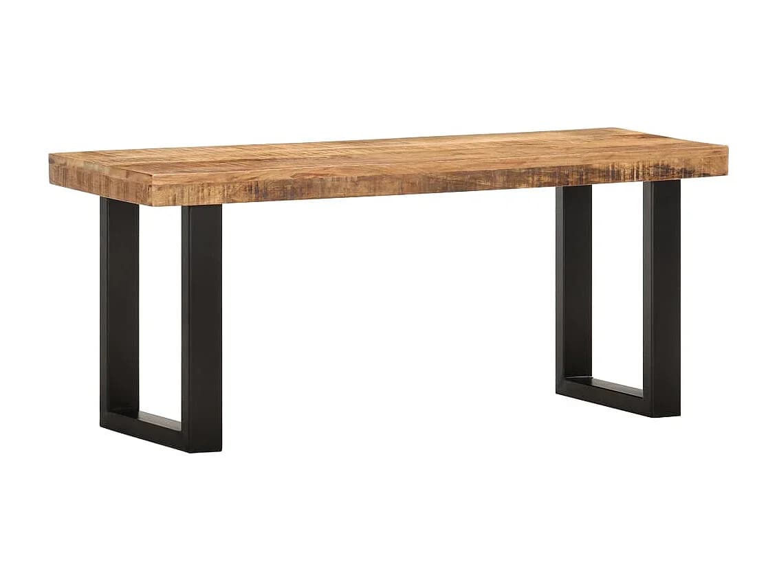 Banco 110 cm madeira de mangueira áspera maciça e aço PT772383