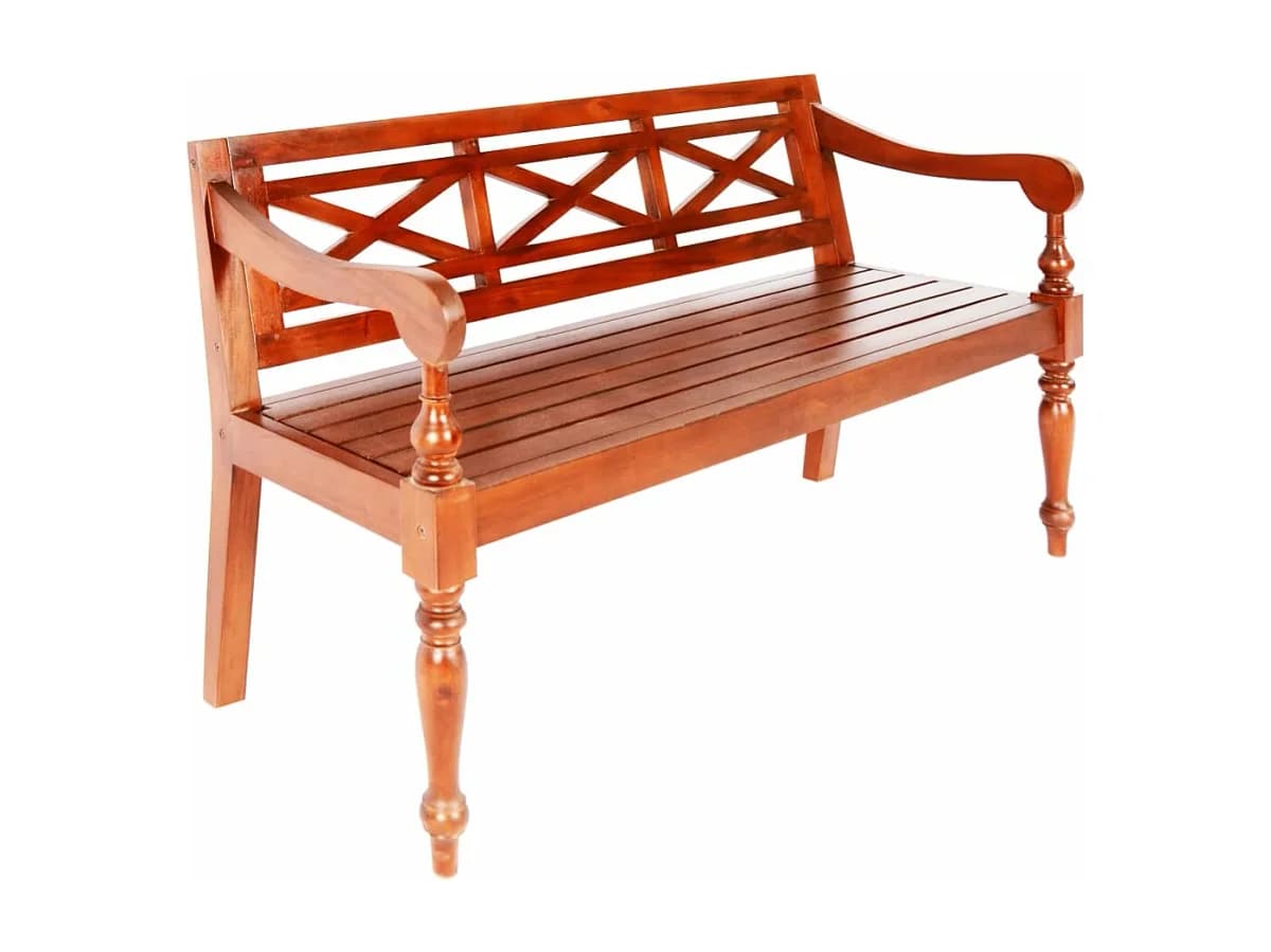 Banco Batávia 123 cm madeira de mogno maciça castanho-escuro PT608144
