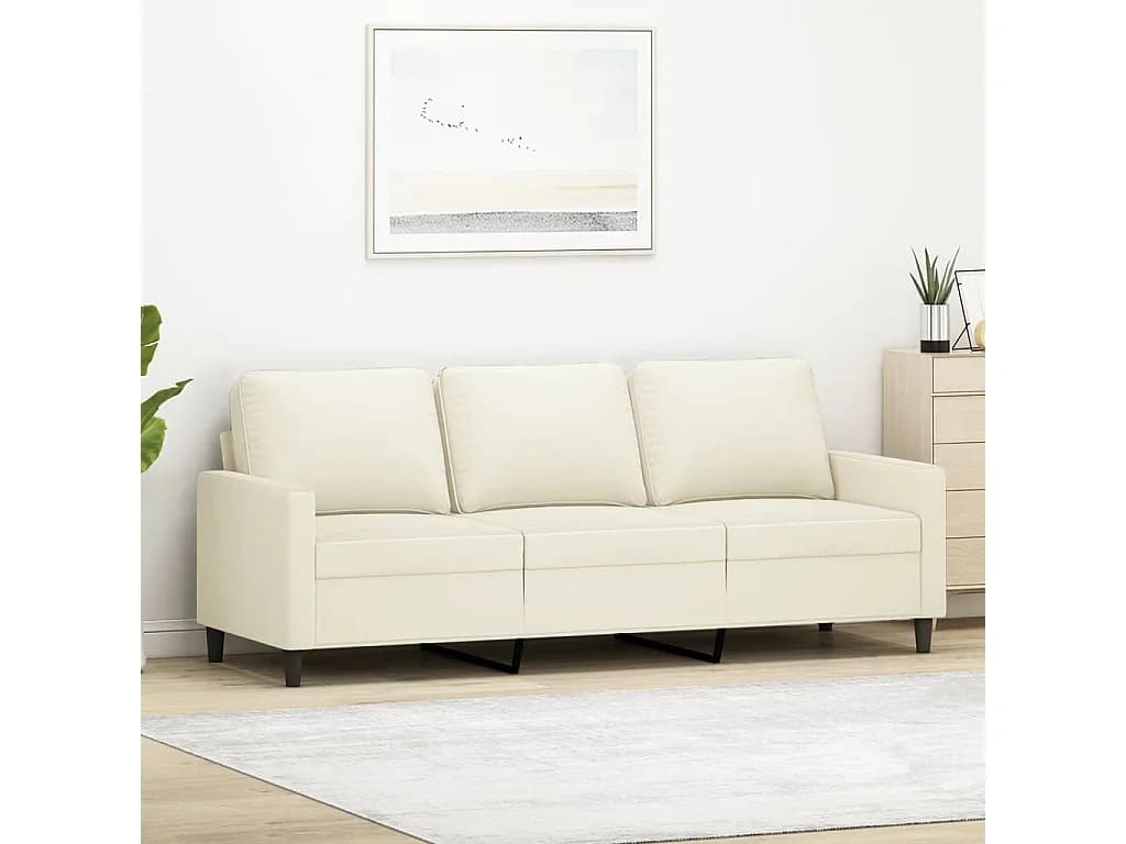 Sofá de 3 lugares 180 cm veludo cor creme PT239535