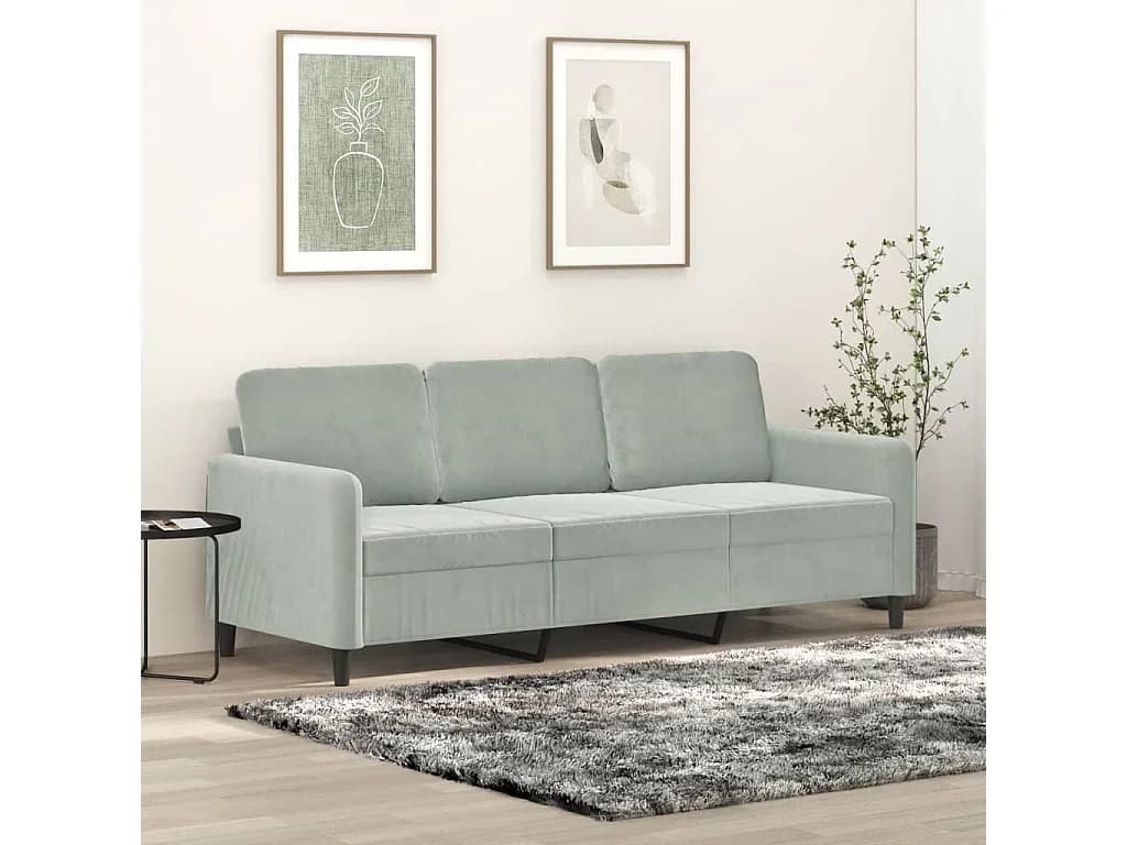 Sofá de 3 lugares 180 cm veludo cinzento-claro PT128424