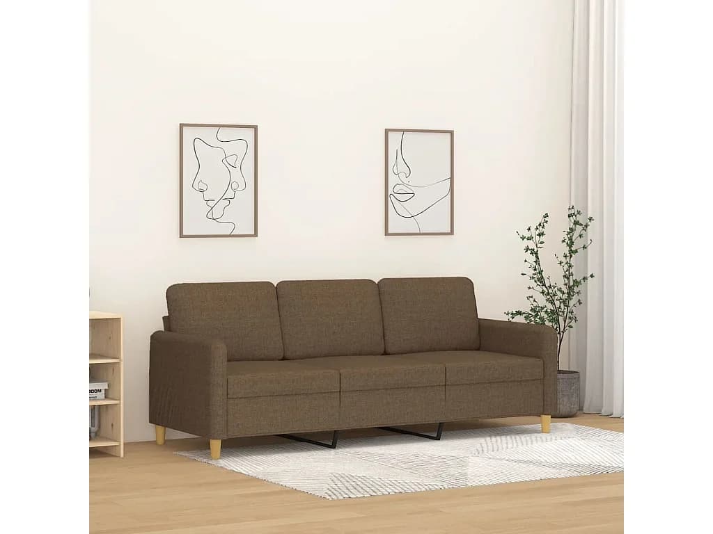 Sofá de 3 lugares tecido 180 cm castanho PT743811