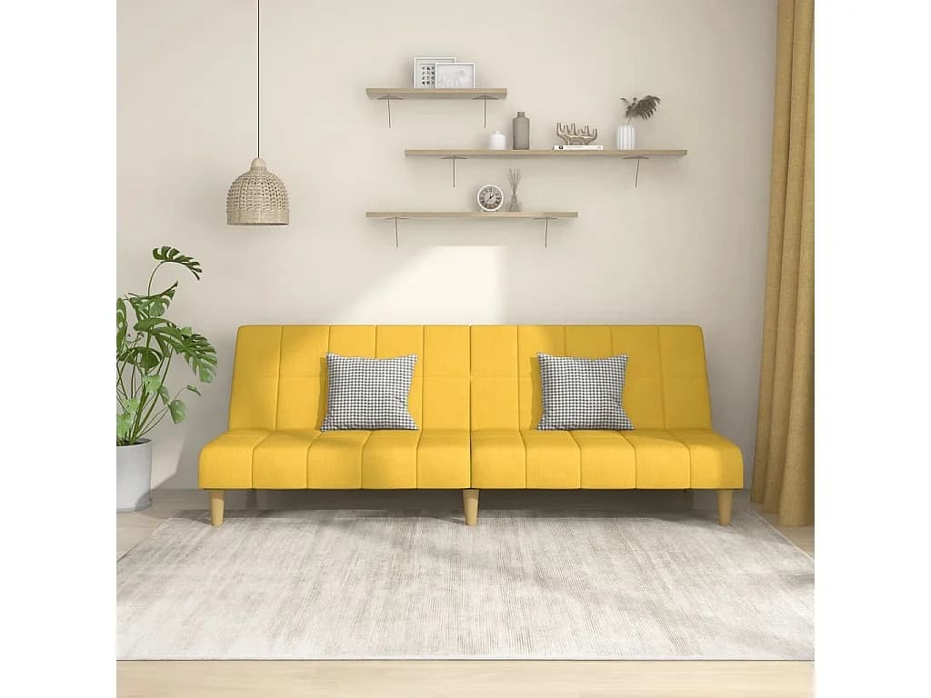 Sofá-cama de 2 lugares tecido amarelo PT517995