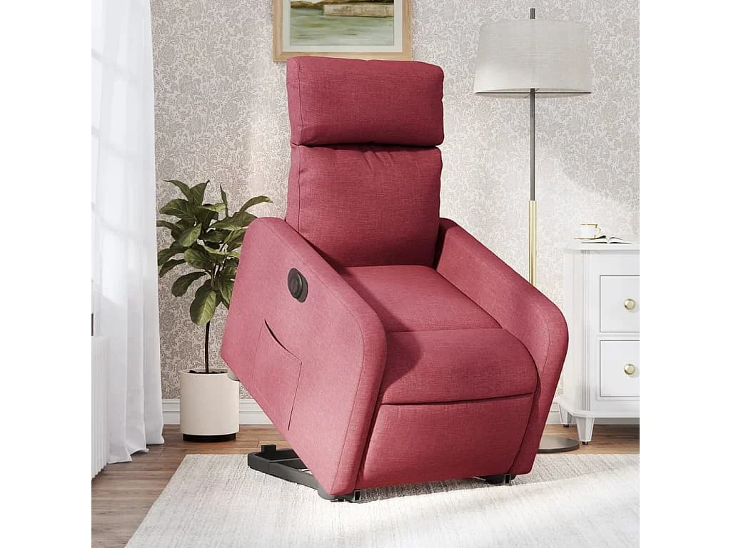 Poltrona reclinável elevatória elétrica tecido vermelho-tinto PT514437