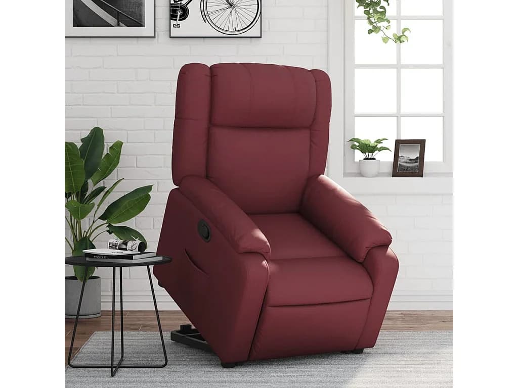 Poltrona reclinável elevatória couro artificial vermelho tinto PT597807