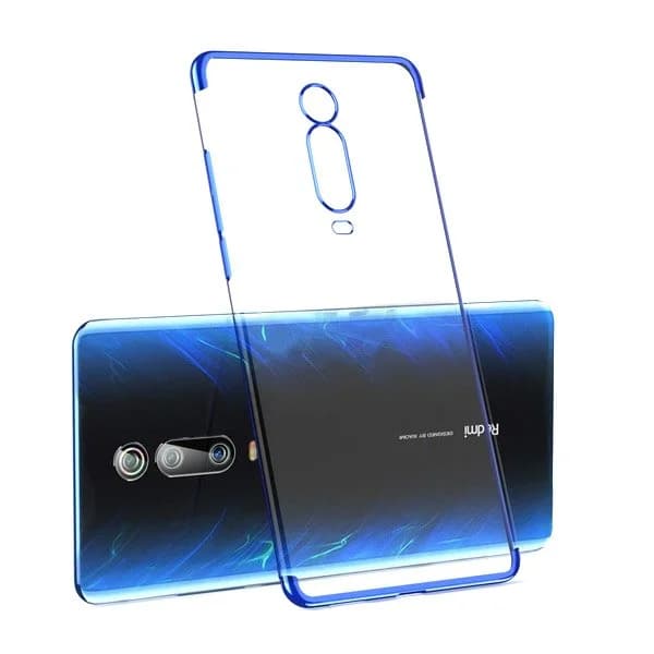 Estojo transparente de gel TPU para moldura de galvanoplastia para Xiaomi Mi 9T - Xiaomi Mi 9T Pro azul