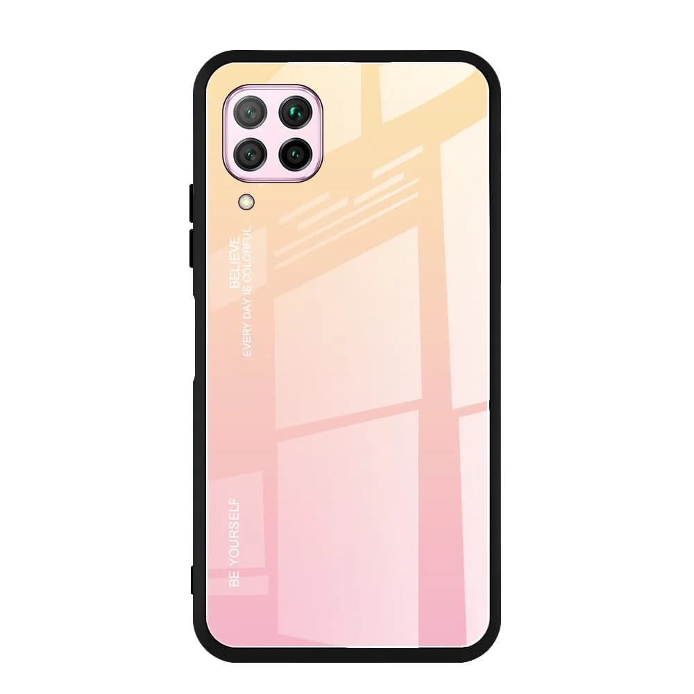 Tampa durável de vidro gradiente com parte traseira de vidro temperado Huawei P40 Lite - Nova 7i - Nova 6 SE rosa