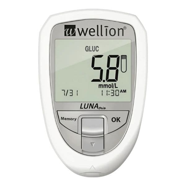 Wellion Medidor de Glicose + Colesterol + Ácido Úrico Luna Trio Kit