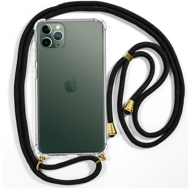 Capa Silicone Transparente iPhone 11 Pro Max Cordão Preto
