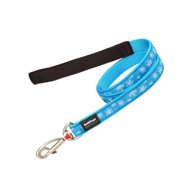 Red Dingo Trela Padded Handle Design Flocos De Neve Turquesa Xs