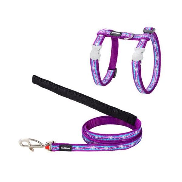 Red Dingo Trela + Peitoral Style Unicórnios Roxo 21-35 Cm X 12 Mm