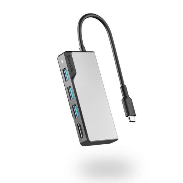 Alogic Fusion Core Hub USB-C 5 Portas Cinza Espacial com Replicador de Portas USB 3.2 Gen 1 e Base para Portátil