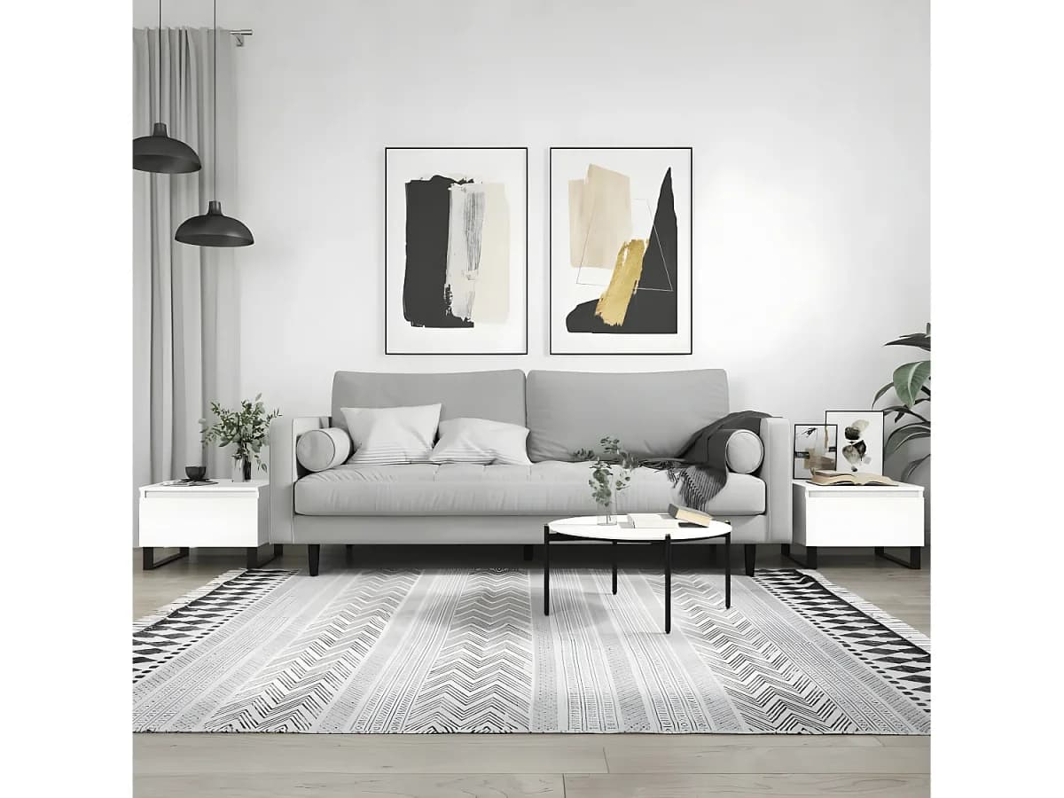 Mesas de centro 2 pcs 50x46x35 cm derivados de madeira branco PT593600
