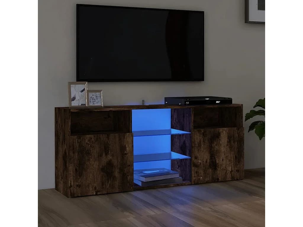 Móvel de TV com luzes LED 120x30x50 cm carvalho fumado PT439648