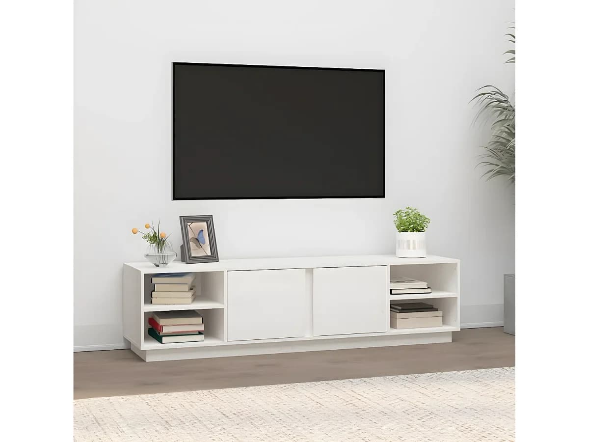 Móvel de TV 156x40x40 cm madeira de pinho maciça branco PT757471