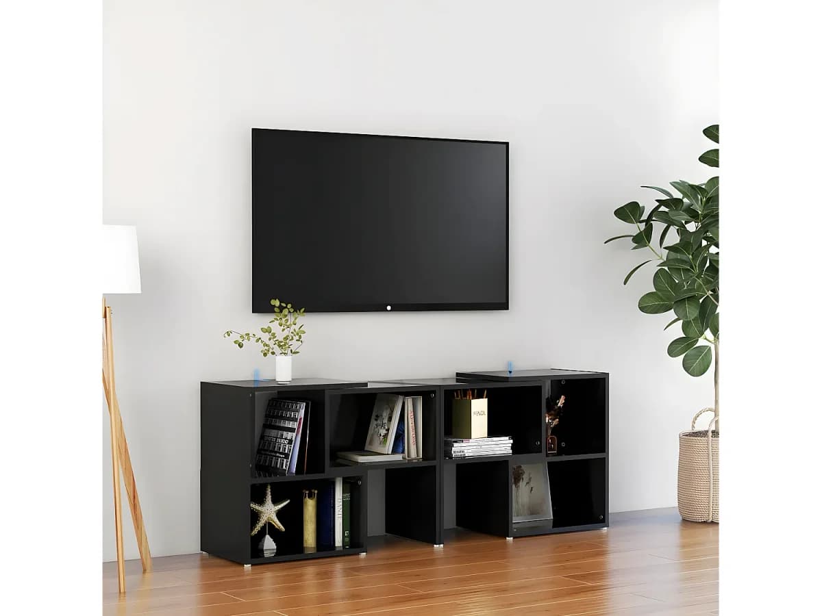 Móvel de TV 104x30x52 cm derivados de madeira preto brilhante PT544725