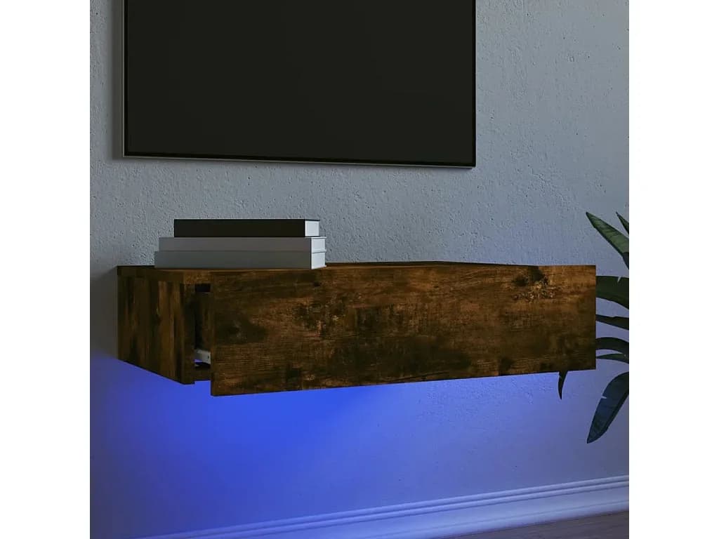 Móvel de TV com luzes LED 60x35x15,5 cm carvalho fumado PT964703