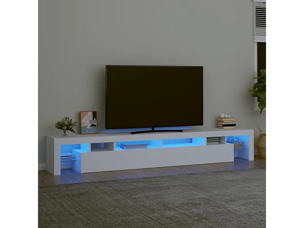 Móvel de TV com luzes LED 260x36,5x40 cm branco PT679726